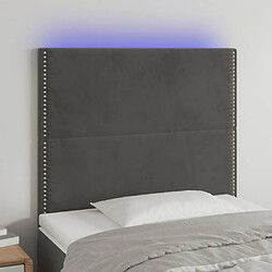 Maison Chic Tête de lit moderne à LED lumineuse pour chambre - Décoration de lit Gris foncé 80x5x118/128 cm Velours -MN60278