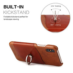 Wewoo Coque marron pour iPhone X Couleur Correspondant En Cuir Véritable Couverture Arrière Cas Avec 360 Degrés Rotation Titulaire & Fente Fierre Shann Carte pas cher