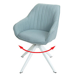 Decoshop26 Chaise de salle à manger x1 avec accoudoir rotatif en tissu vert menthe pieds en fer blanc 04_0006324