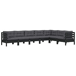 Avis Maison Chic Salon de jardin 7 pcs + coussins - Mobilier/Meubles de jardin - Table et chaises d'extérieur Noir Bois de pin solide -MN76718