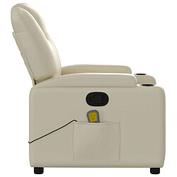 Maison Chic Fauteuil inclinable,Fauteuil luxe de relaxation de massage Crème Similicuir -MN35068 pas cher