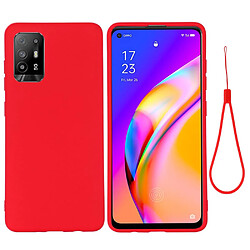 Coque en silicone Liquide de couleur unie avec sangle souple rouge pour votre Oppo F19 Pro+ 5G