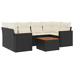 Maison Chic Salon de jardin 7 pcs avec coussins | Ensemble de Table et chaises | Mobilier d'Extérieur noir résine tressée -GKD49566