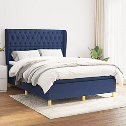 Maison Chic Lit Adulte - Lit simple Lit à sommier tapissier avec matelas moelleux - Meuble de Chambre - Bleu 140x190 cm Tissu -MN55634