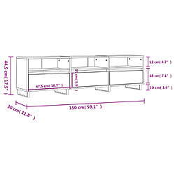 vidaXL Meuble TV blanc 150x30x44,5 cm bois d'ingénierie pas cher