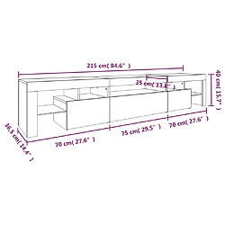 vidaXL Meuble TV avec lumières LED Blanc 215x36,5x40 cm pas cher