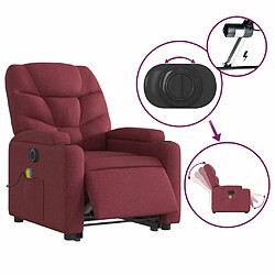 Maison Chic Fauteuil Relax pour salon, Fauteuil inclinable de massage électrique Rouge bordeaux Tissu -GKD49067 pas cher