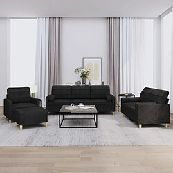 vidaXL Ensemble de canapés 4 pcs avec coussins noir tissu