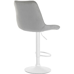 Avis Decoshop26 Lot de 2 tabourets de bar réglable en hauteur pivotant à 360° assise en velours gris couture verticale pied métal blanc 10_0004431