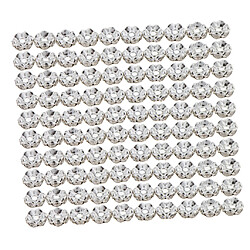 100pcs 8mm alliage d'argent rhinestone perles spacer bricolage trouver une fleur pas cher