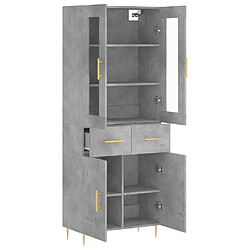 Avis vidaXL Buffet haut Gris béton 69,5x34x180 cm Bois d'ingénierie