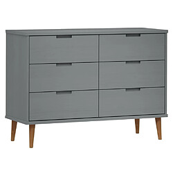 vidaXL Commode MOLDE Gris 113x40x80 cm Bois de pin massif