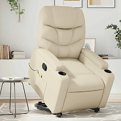 Maison Chic Fauteuil Relax pour salon, Fauteuil inclinable de massage Crème Similicuir -GKD95523