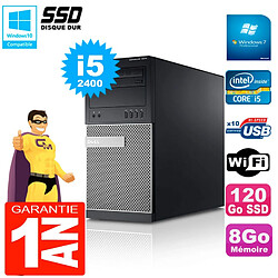 PC Tour DELL 7010 Core I5-2400 RAM 8Go Disque 120 Go SSD Wifi W7 - Occasion