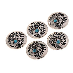 30mm Fashion Metal Faux Turquoise Bouton Shank Button À La Main -5PCS Bleu pas cher