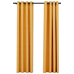 vidaXL Rideaux occultants Aspect lin à œillets 2 pcs Jaune 140x225 cm