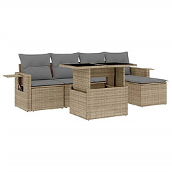 vidaXL Salon de jardin avec coussins 6 pcs beige résine tressée