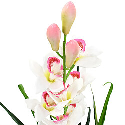 vidaXL Plante artificielle Orchidée Cymbidium avec pot 100 cm Vert