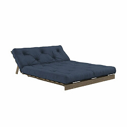 Inside 75 Canapé convertible futon ROOTS pin carob brown matelas navy couchage 140x200 cm