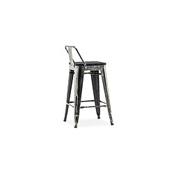 Acheter ICONIK INTERIOR Tabouret de bar style Stylix avec petit dossier - 61 cm - Métal et bois foncé Industriel