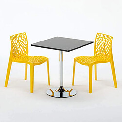 Avis Grand Soleil Table Noir et 2 Chaises Colorées Polypro