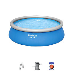 Piscine Gonflable Fast Set Bestway Imitation Rotin 457x122 cm Épurateur à Cartouche de 3 028 L/H Échelle