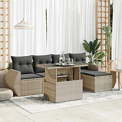 vidaXL Salon de jardin 6 pcs avec coussins gris clair résine tressée