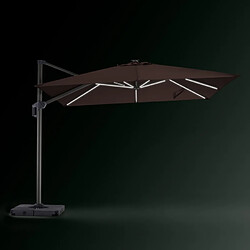 Elios Parasols Parasol de jardin déporté 3x3 marron LED solaire Waikiki Light Brown pas cher