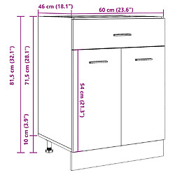 vidaXL Armoire de plancher à tiroir chêne artisanal 60x46x81,5 cm pas cher