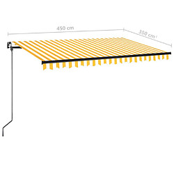 vidaXL Auvent manuel rétractable avec LED 450x350 cm Jaune et blanc pas cher