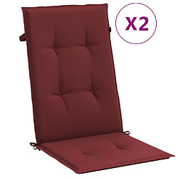 vidaXL Coussins de chaise dossier haut lot de 2 rouge bordeaux mélangé