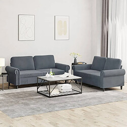 Maison Chic Ensemble de canapés 2 pcs avec coussins, Canapé droit Sofa pour Salon Gris foncé Velours -GKD247594