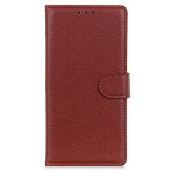 Etui en PU texture litchi, antichoc avec support, marron pour votre Realme C20/C11 (2021)