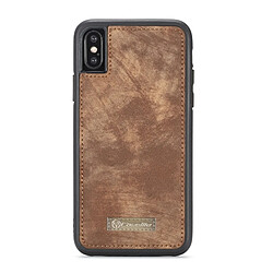 Avis Wewoo Coque marron pour iPhone X TPU + PC Absorption magnétique amovible dos couverture horizontale étui en cuir avec porte-cartes & Slots & Zipper Wallet & Photo Frame CaseMe-008