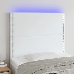 Maison Chic Tête de lit scandinave à LED,meuble de chambre Blanc 100x5x118/128 cm Similicuir -MN72789