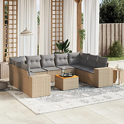 Maison Chic Salon de jardin avec coussins 10 pcs, Ensemble Tables et chaises de jardin, beige résine tressée -GKD473404