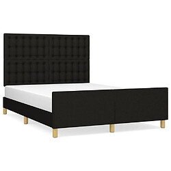 Maison Chic Lit adulte - Cadre Structure de lit avec tête de lit Contemporain Noir 140x200 cm Tissu -MN62509