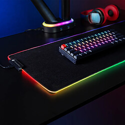 Tapis de souris et de clavier de jeu XXL 80x30cm avec éclairage LED RGB et dessous de bureau en caoutchouc antidérapant (800x300x4mm)