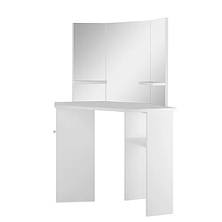 Helloshop26 Coiffeuse d'angle 111 x 54 x 141,5 cm table de maquillage cosmétique blanc 02_0006235