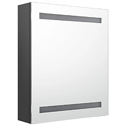 Avis Maison Chic Armoire de salle de bain,Meuble de rangement,Meuble haut à miroir LED gris 50x14x60 cm -GKD246173