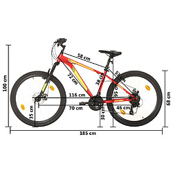 vidaXL Vélo de montagne 21 vitesses Roues de 27,5 pouces 38 cm Rouge pas cher