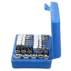 Coffret 34 Pcs Douilles et Embouts Torx Femelle et Mâle Bleu