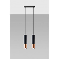 Luminaire Center Suspension Loopez Acier Cuivre,noir 2 ampoules 90cm