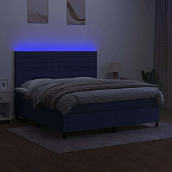 Acheter Maison Chic Lit adulte- Lit + matelas,Sommier à lattes de lit et matelas et LED Bleu 180x200 cm Tissu -GKD39843