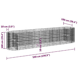 vidaXL Lit surélevé à gabion Fer galvanisé 500x100x100 cm pas cher