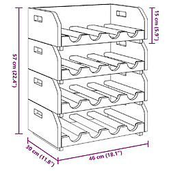 vidaXL Casiers à bouteilles 4pcs de 16 bouteilles bois d'acajou massif pas cher