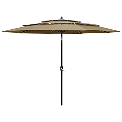 ComfortXL Parasol à 3 Niveaux Avec Mât En Aluminium Taupe 3 M