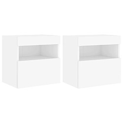 vidaXL Meubles TV muraux avec lumières LED 2 pcs blanc 40x30x40 cm