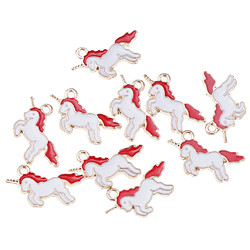 Acheter 10 pièces charmes de licorne découvertes pendentif perles fabrication de bijoux artisanat rouge