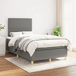 Avis Maison Chic Lit adulte- Lit + matelas,Sommier à lattes de lit avec matelas gris foncé 120x190cm tissu -GKD97243